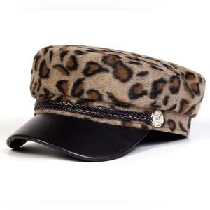 Leopard Print Women’s Hat with Black Brim